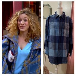 Blue Plaid Women's Light Jacket